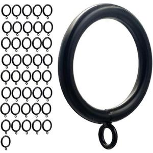 Curtain Ring Metal 42-Pcs 1.5 Inch Inner Diameter with Eyelets Fit Up to 1 1/4-Inch Rod Large Wire Diameter (Black-42Pcs)