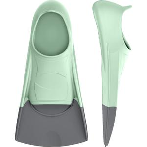 Gintenco Swim Fins, Kids Swim Training Fins for Lap Swimming, Travel Size Flippers with Mesh Bag, Silicone Swimming Fins for Kids Teens Adults Women Men, XL(US Men 8-9.5/ US Women 8.5-10), GreenGrey