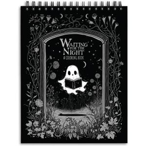 ConQuest Journals Waiting for the Night Coloring Book, Bookish-Themed Gothic-Inspired Color Pages, 30 Perforated Premium 160 gsm Paper Sheets, Top-Spiral, Durable Board-Wrapped Bookboard, 8'' x 10.5''
