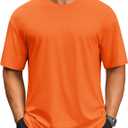 Cotrasen Men's T-Shirts Short Sleeve UPF 50+ Lightweight Moisture Wicking Casual Basic Crew Neck Tee Shirts Orange US XL