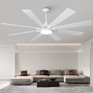 72 Inch Modern Ceiling Fans with Lights and Remote Large Airflow Ceiling Fan,Dimmable Lighting, Reversible DC Motor, Noiseless, Indoor Outdoor Use for Living Room, Office, Garage, Matte White