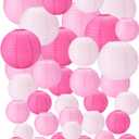 Treela 48 Pcs Paper Lanterns Party Decorations Chinese Round Paper Decor 4/6/8/10 Inch Asian Hanging Lamps Decorative for Birthday Party Wedding Bridal New Year Christmas Supplies(Pink Series)