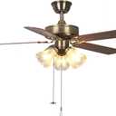 42 Inch Indoor Ceiling Fan with Pull-Chain and Three LED Light Bulbs Base, Traditional 3-Speeds Reversible Blades Ceiling Fan (Antique)