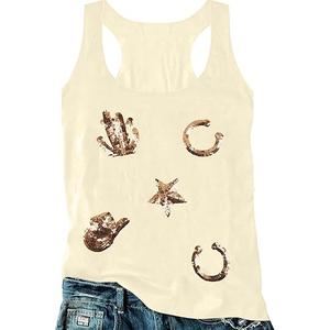 Women Cowgirl Tank Top: Western Rodeo Graphic Tee Summer Vintage Round Neck Racerback Tank Tops Apricot  Women Cowgirl Tank Top: Western Rodeo Graphic Tee Summer Vintage Round Neck Racerback Tank Tops Apricot