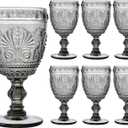 6 Pcs Black Wine Glasses,Goblet Glasses,Vintage Glassware, Made of Sturdy and Durable Glass Can be Used for Weddings, Everyday Fun Parties and More! (10 Ounces (Set of 6))