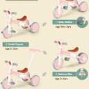 LOL-FUN Tricycle for Toddlers 1-3 Years Old Riding Toy, 5 in 1 Baby Balance Bike 2 Year Old Boys Girls with Parent Steering Push Handle, Pink