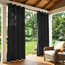 Set of 4 Outdoor Curtains for Patio Waterproof, Breathable Grommet Panels for Porch, Pergola & Gazebo, Light Filtering, Weatherproof, 54W x 84L Inches, Black