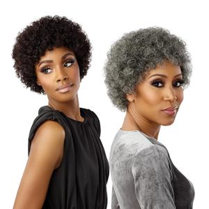 Sensationnel Empire Human Hair Wig - Salt And Pepper Bliss Contouring Mesh Cap Heat Safe (M44)