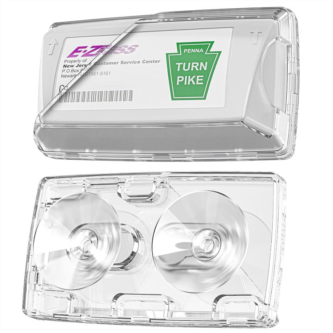 EZ Pass Holder for Windshield, Toll Pass Transponder Holder for EZ Pass Mini/iPass, Non-Slip Waterproof UV Resistant Protection Case with Super Strong Suction Cups