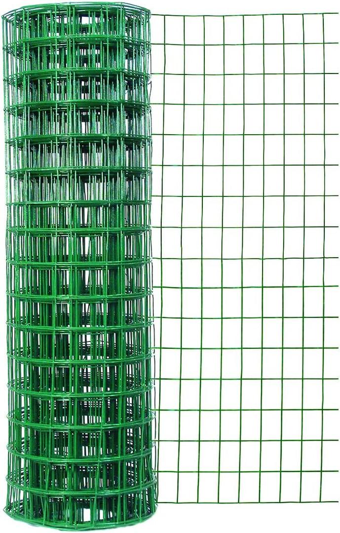 22450 24 Inches x 50 Feet 16-Gauge Green Vinyl Coated Garden Fence with 3 x 2-Inch Openings, 24" x 50'