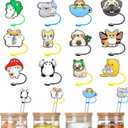 3 x Stanley Cup Accessories Set Including 12 Pcs Straw Cover Cap for 7-8mm (0.27-0.32 inches) Straws, Cute Animal Drinking Straw Plugs for Stanley 40oz & 30oz Tumbler Cups Kids Party Favor