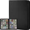 Trading Card Binder 16 Pocket, GERMUN PU Cover Card Binder for 1000+ Cards, Premium Trading Card Holder Folders, Double Sided Pocket Card Album for MTG, TCG (Carbon Black)