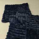 All Smiles Couch Decorative Throw Pillow Covers 18x18 Set of 2 Faux Fur Plush Soft Fluffy Velvet Cushion Case Cozy Fuzzy Striped Pillowcase Home Decor for Bed Sofa Living Room,Navy (18" x 18" (Pack of 2), Navy)