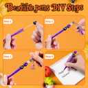 12 Pcs Halloween Beadable Pens, DIY Crafting Pens with Colorful Beads Tassel Halloween Hangup for Kids Adults School Office Gifts Supplies
