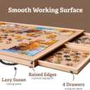 1500 Piece Rotating Wooden Puzzle Board for with 6 Storage Drawers & Protective Cover Jigsaw Puzzle Table - for Adults & Families Home Entertainment & Puzzle Building