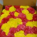 Marubhumi 5-PC Artificial Marigold Flower Garland 4.5 Feet Long Strands with Bells | Yellow & Red | Diwali, Wedding, Home & Christmas Decor