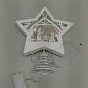 GHOSTMAGIC Christmas Tree Topper Star Nativity 7.87 x 9.25 inches Wooden Xmas Tree Top Star with 3 Modes LED Light Treetop Decoration for Christmas Bar Shop Office Home Decor (White)