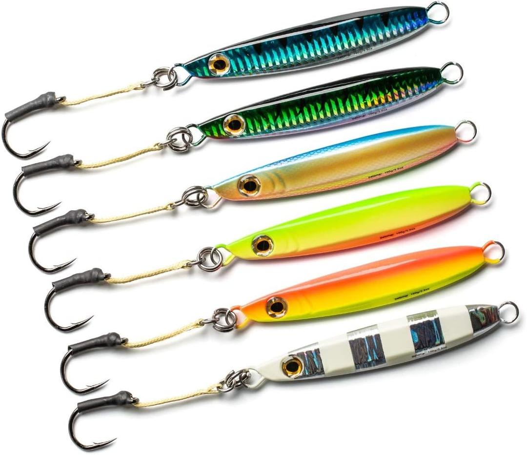 Palomar Fishing Flat Side Ocean Jig Fast Vertical Deep Drop Lure | MUSTAD Hook-Owner Ring | Kevlar Assist Cord|Next-Gen Graphene Paint | US Owned (75 grams/2.6 oz, 6-pack 2.0 Variety) Palomar Fishing Flat Side Ocean Jig Fast Vertical Deep Drop Lure | MUSTAD Hook-Owner Ring | Kevlar Assist Cord|Next-Gen Graphene Paint | US Owned (75 grams/2.6 oz, 6-pack 2.0 Variety)