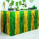 Mega-L St. Patrick's Day Party Decorations, 4 Pack Green Gold Wavy Metallic Tinsel Foil Fringe Table Skirts for Rectangle and Round Table, Table Decorations for Irish-Themed Party Supplies (4 pack ( 212 x 59 inches))