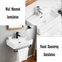 24"x14" Floating Bathroom Sink with Towel Rack, Wall Mount Rectangular Vessel Sink with Overflow, Modern Ceramic Vanity Sinks for Restroom, Rv