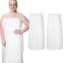 Tigeen 2 Pcs Towel Wrap for Women Lightweight Spa Robe with Adjustable Closure Elastic Top Soft Bathrobe Spa Wrap (XXL-4XL,White)