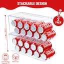 SCAVATA 2 Pack Stackable Refrigerator Organizer, Soda Can Dispenser Pop Cans Container Beverage Holder with Lid for Fridge, Freezer, Kitchen, Clear Plastic Storage Bins-Holds 10 Cans Each