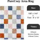 Checkered Area Rug 9x12 for Living Room Soft Fluffy Shag Carpet