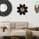 hogardeck Metal Flower Wall Decor, 16" Black & Gold Floral Metal Wall Art for Indoor Outdoor, Boho Modern Wall Decor for Bathroom, Living Room, Kitchen, Bedroom, Porch, Garden, Yard