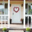 Valentines Wreaths for Front Door, 15in Valentines Day Wreath with Red Berries, Red Heart Wreaths Handmade Rustic Twig Wreath with Grapevine for Gifts Front Door Indoor Home Wedding Festival Decor