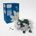 Philips 50 LED Warm White Faceted C9 Christmas Lights on Green Wire with Storage Spool - UL Listed for Indoor/Outdoor Use - 26.83' Total Length with 6" Bulb Spacing - String Lights for Christmas Tree