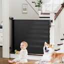PRObebi Retractable Baby & Dog Gate - Extends to 72" Wide, 34" Tall, for Stairs, Doorways, Hallways, Outdoor, Deck, Porch (34" Tall x 72" Wide, A-black)