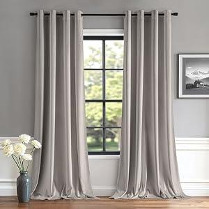 MIULEE Velvet Curtains Silver Light Grey Elegant Grommet Thermal Insulated Soundproof Room Darkening Curtains/ Drapes for Classical Living Room Bedroom Decor 52 x 96 Inch Set of 2