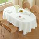 Classic White Oval Tablecloth - Made of Durable Plain Cloth, Heavy Duty & Wrinkle-Resistant, Smooth Surface for Party Restaurant Formal and Everyday Dining, Easy to Iron,60 x 120 Inch