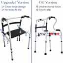 Universal Walker Rest Seat for Attachable Seat Folding Walker, Maximum Weight Capacity of 250 Pounds, Adjustable Range:20"~24"(Black)