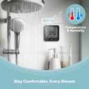 KADAMS Shower Clock Waterproof Bathroom Timer Digital Wall Clock with Countdown, Magnetic Kitchen Clock with Temperature & Humidity, Suction Cup for Kids Shower Spa Cook Bath (Black)