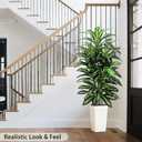 Artificial Dracaena Tree Indoor, 5FT Tall Fake Floor Plants with White Planter, Faux Silk Yucca Tree for Home Office Living Room Bedroom Farmhouse Modern Outdoor Topiary Tree