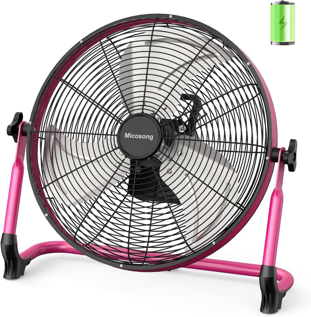 18” Portable Battery Operated Fan, Rechargeable Cordless Camping Fan Outdoor, USB Output, 360° Tilt, 10~60h Runtime, Quiet, Wireless, Metal Blade, For Travel Gazebo Home Garage Gym RV Barn