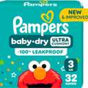 Pampers Diapers - Baby Dry - Size 3, 32 Count, Absorbent Disposable Infant Diaper (Packaging May Vary)
