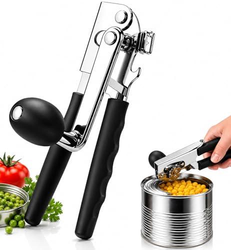 Commercial Can Opener, Hand Crank Can Opener with Magnet, Heavy Duty Stainless Steel Smooth Edge,Comfortable Extra long Handles and Oversized Knob for Kitchen and Seniors