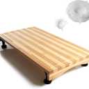Ceaz Bamboo Cutting Board with Adjustable Legs - Raised Stovetop Cover, Wood Chopping Butcher Block with Juice Grooves for Kitchen, RV, Camper - Complete with Silicone Food Covers