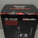 Mueller 12-Cup Drip Coffee Maker - Borosilicate Carafe, Auto-Off, Reusable Filter, Anti-Drip, Keep-Warm Function, Clear Water Level Window Coffee Machine, Kitchen Essentials & Accessories (Black)