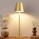 Kakanuo Cordless Table Lamp, Battery Operated Lamp, Portable LED Wireless Rechargeable Lamp, 3 Color Stepless Small Table Lamp for Restaurant, Bar, Party, Camping and Bedroom - Gold