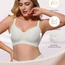 As Fairy Women's Soft Comfortable No Underwire Bras V Neck Seamless Push Up Bralettes Full Coverage T-shirt Brassiere (White) 34C
