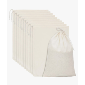 15 Packs Muslin Bags with Drawstring Canvas Large Storage Cloth Bags Bulk Cotton Reusable Grocery Sacks DIY Craft Sachet Sacks for Party Wedding Home Storage, Natural Color(13.8 x 10 Inches)