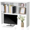Briwooody Dorm Desk Hutch Desktop Bookshelf with 5 Shelves 3-Tier Wood Countertop Desk Shelf Top Only Organizer for College Dorm Office Home, 32.3 x 7.9 x 25.2 Inch(White)