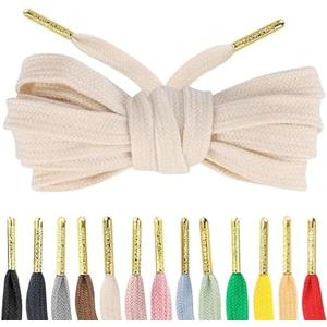 Loop King Shoe Laces- Premium Flat Cotton Laces for Sneakers with Gold Tips - Perfect for Athletic Adults and Kid Size 36"