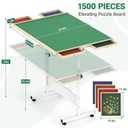 Wooden Puzzle Table with Cover and Drawers 1500 Piece Puzzle Board with 360 Rotating Wheels | Lightweight & Portable Jigsaw Puzzle Organizer for Adults and Kids, 34.7 x 26.6, Puzzle Board with Legs