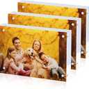 3 Pack Acrylic Picture Frames 5x7, 20%thicker Free Standing Desktop Display,Strong Magnetic Photo Frame, Double Sided Clear Picture Frames , Frameless Standing Desktop Frame for Home, Office, Gift Ready