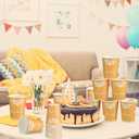 100 Pcs Mexican Baby Shower Party Favor Cups Terracotta Flower Disposable Paper Cups Cinco De Mayo Decoration for Cielito Lindo Themed Birthday Wedding Tableware Party Supplies