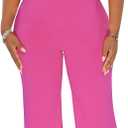 Women's Summer Formal Dressy Jumpsuits Elegant V Neck Sleeveless Party Rompers Stretchy Wrap Wide Leg Long Pants Clubwear (Pink, L)